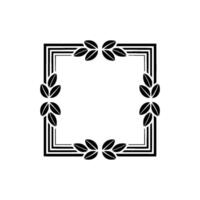 Elegant Minimalist Square Frame with Leaf Accents - Illustration vector
