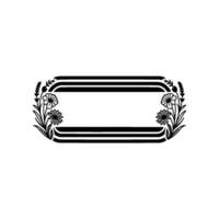 Floral Frame Element Black and White, Minimalist, Botanical vector