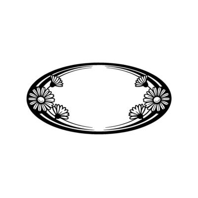 Elegant Daisy Frame, Black and White Illustration
