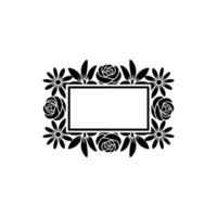 Floral Frame Black and White Element vector