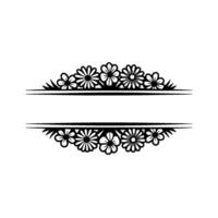 Floral Frame Border with Black White Elements vector