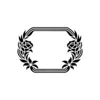 Elegant Floral Frame in Black on White Sophisticated Element vector