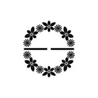 Minimalist Floral Wreath , Black Flowers on Light Background vector