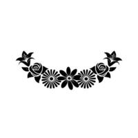Elegant Black Floral Arch Element on White Background vector