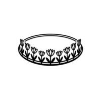 Minimalist Floral Frame, Oval Border, , Clean Lines, Monochrome vector
