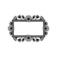 Floral Frame Illustration, Minimalist Black and White Element vector