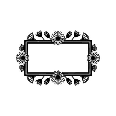Floral Frame Illustration, Minimalist Black and White Element