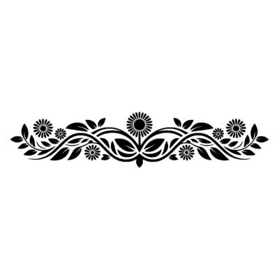 Elegant Black Floral Border on White Background, Graphics