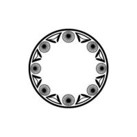 Minimalist Floral Circle Frame, Black White Element vector