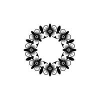 Minimalist Floral Wreath in Black White, Element vector