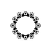 Daisy Floral Wreath Frame, Minimalist Black and White vector
