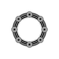 Minimalist Floral Wreath, Black and White, Circular Element vector