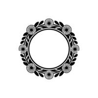 Elegant Black and White Floral Wreath Frame vector