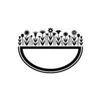 Minimalist Floral Arrangement with Circular Frame, Black White vector