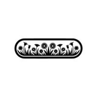 Black Floral Border Silhouette on White Background, Flowers vector