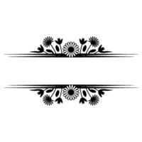 Elegant Floral Frame with Lines for Text - Black and White vector