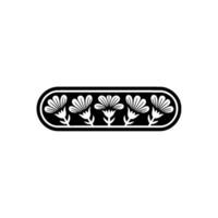 Floral Border , Black and White Minimalist Element vector