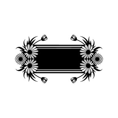 Elegant Floral Frame in Black and White, Daisy