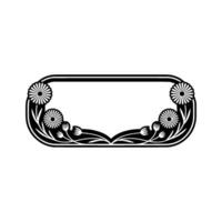 Art Deco Floral Frame in Black and White - Minimalist Element vector