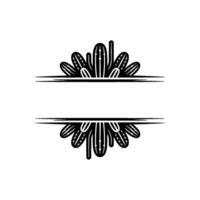 Minimalist Cactus Frame, Black White, Text Space vector