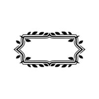 Elegant Black Frame with Leaf Elements on White Background vector