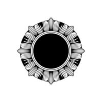 Elegant Floral Frame with Black Center on White Background vector