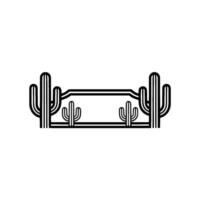 Minimalist Desert Cactus Frame, Black and White Illustration vector