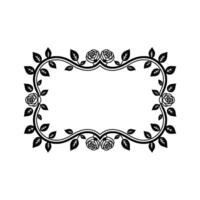 Elegant Floral Frame Border with Roses and Leaves, Black and White, for Invitations and Designs vector
