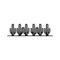 Minimalist Cactus Row Illustration on White Background vector