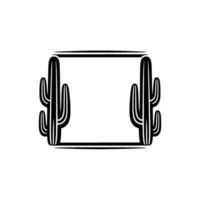 Minimalist Cactus Frame - Black and White Desert Border vector