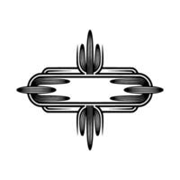 Art Deco Cactus Frame, Minimalist Black White Element vector