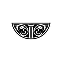 Intricate Crescent Ornament, Vintage vector