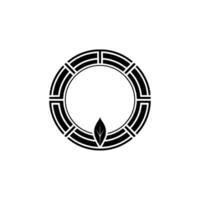 Geometric Circle Emblem, Leaf Accent, Minimalist vector