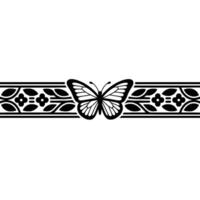 Elegant Black White Border Butterfly Floral Motif vector