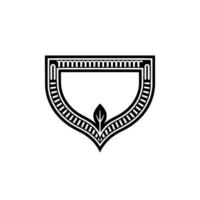 Art Deco Shield Emblem, Leaf Motif, Vintage vector