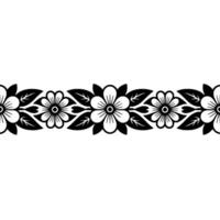 Stylized Floral Border, Black and White, Decorative Element, Pattern vector