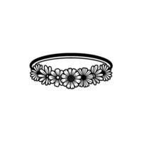 Floral Headband Silhouette, Delicate , Minimalist Style vector