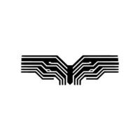 Circuit Wing Futuristic Emblem, Digital Ascent vector