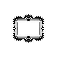 Geometric Gear Frame, Retro Industrial Element vector