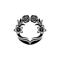Floral Emblem Elegant Rose and Lily Border, Vintage Style vector