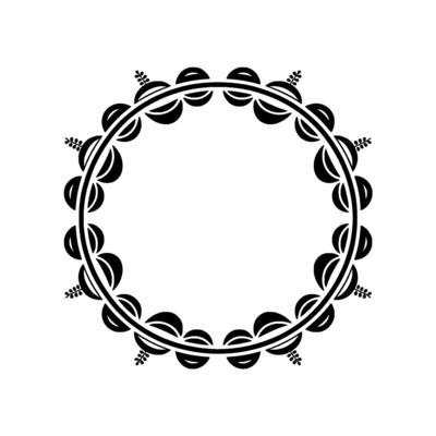 Elegant Circular Botanical Frame, Vintage Style, Floral