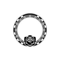 Geometric Rose Emblem, Minimalist , Circular Motif vector