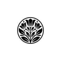 Elegant Floral Emblem, Minimalist , Circular Motif vector