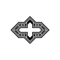 Geometric Arrowhead Emblem,Art Deco Style, Arrow vector