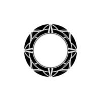 Geometric Tribal Circle, Black White, Minimalist, Pattern vector