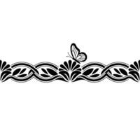 Elegant Botanical Border, Butterfly Motif Vintage Element, Floral vector