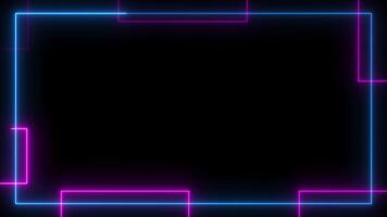 Background animation of blue and pink neon lines running and shining on the edge of the frame. Looping motion design video