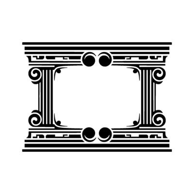 Art Deco Frame, Classical Columns, Geometric Ornamentation
