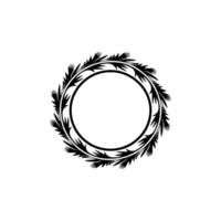 Elegant Floral Circle Frame, Minimalist, Thistle vector