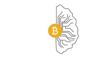 Brain scanning technology with bitcoin icon. Neurosurgical diagnostics video